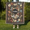 Mother Floral Tapestry Blanket A Woven Throw With Vintage Wildflowers